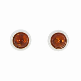 Amber Sterling Silver Ladies Stud Earrings