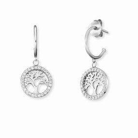 Angel Whisperer Tree of Life Hoop Earrings ERE-LILTREE-ZI-CR