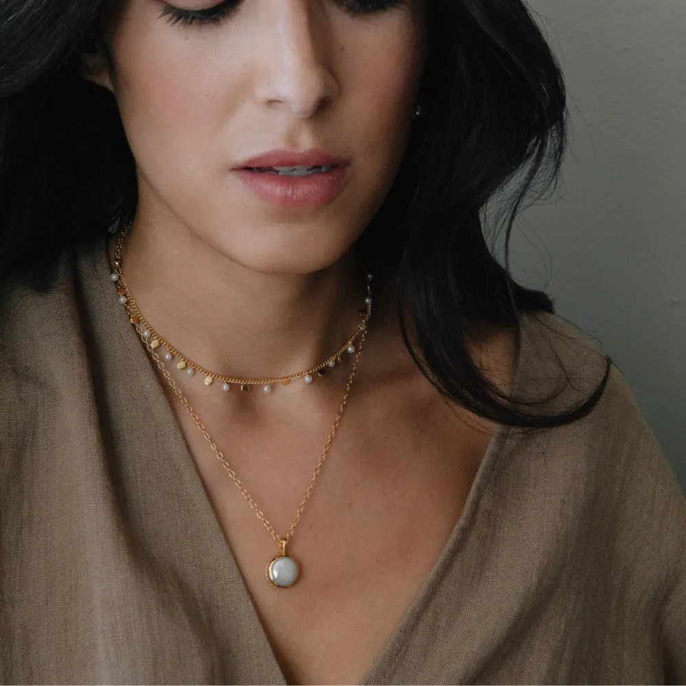 Anna Beck Circle Charm and Pearl Necklace