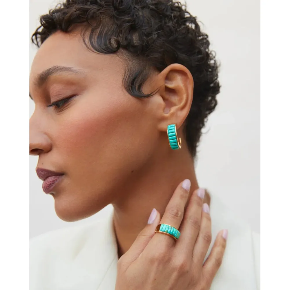 Anna Beck Rectangular Turquoise Multi-Stone Hoop Earrings