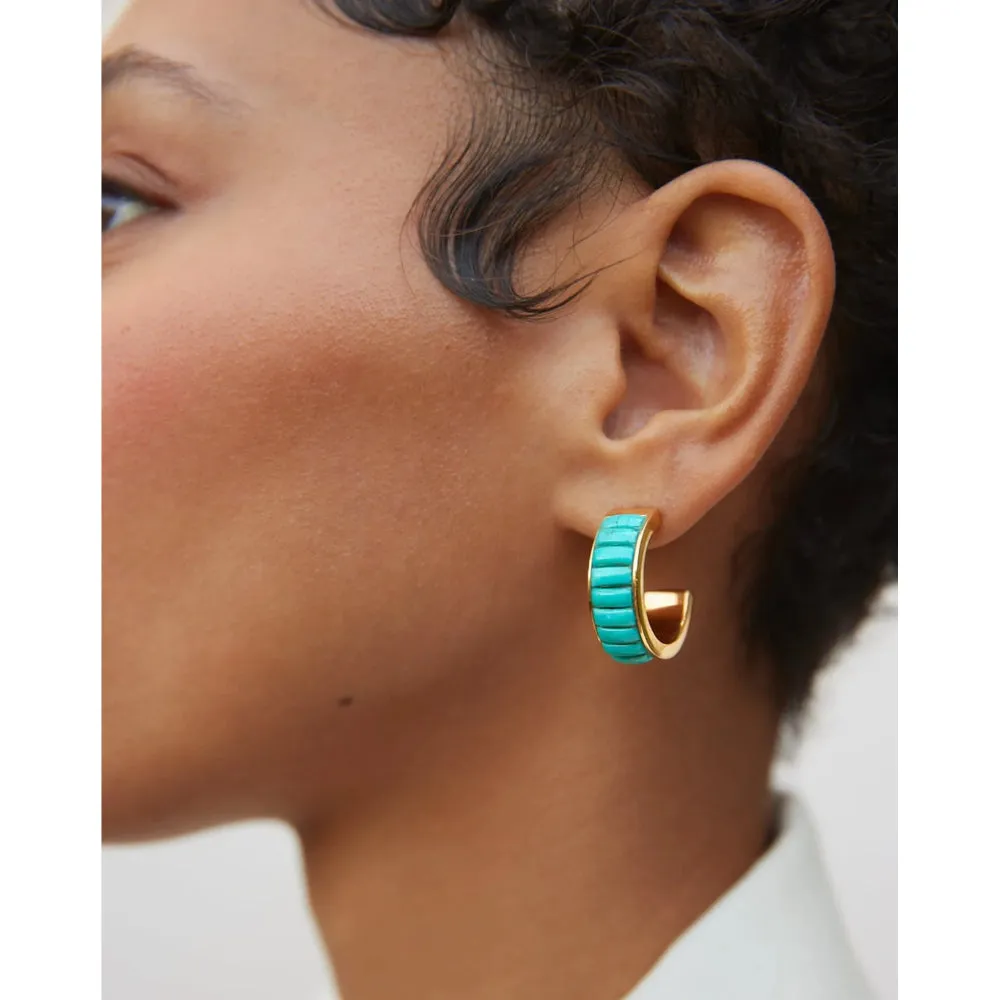 Anna Beck Rectangular Turquoise Multi-Stone Hoop Earrings