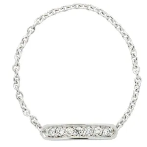 Bague chaine en or blanc sertie de diamants.