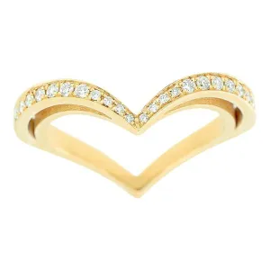 Bague Coeur en or jaune sertie de diamants.