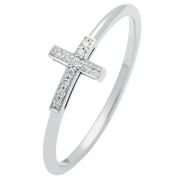 Bague croix en or blanc sertie de diamants