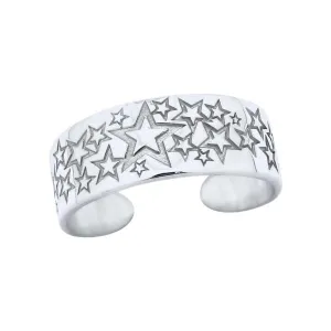Bague de pied en argent  motif toiles.