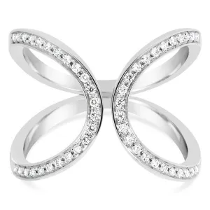 Bague en or blanc sertie de diamants.