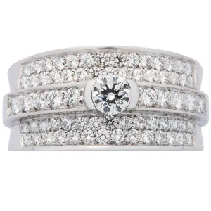 Bague en or blanc sertie de diamants.