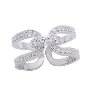 Bague en or blanc sertie de diamants.