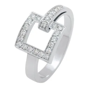 Bague en or blanc sertie de diamants.