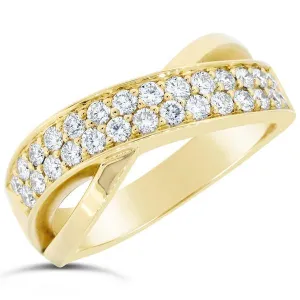 Bague en or jaune sertie de diamants.
