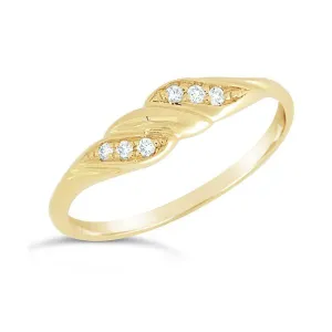 Bague en or jaune sertie de diamants.