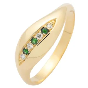 Bague en or jaune sertie de tsavorites et de diamants