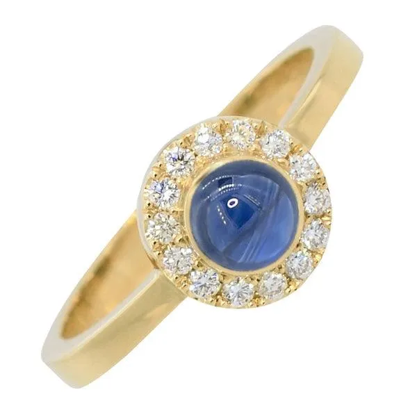 Bague en or jaune sertie d'un saphir et de diamants.
