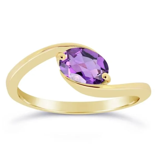 Bague en or jaune sertie d'une amthyste