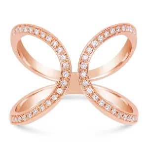 Bague en or rose sertie de diamants.