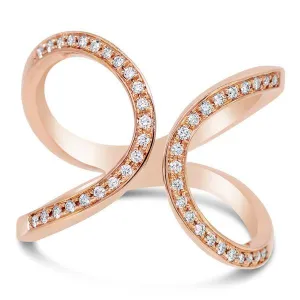 Bague en or rose sertie de diamants.