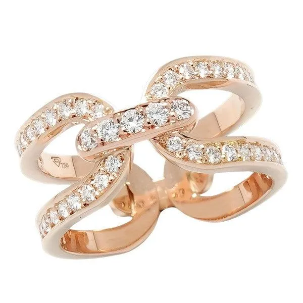 Bague en or rose sertie de diamants.