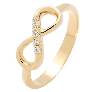 Bague infinity en or jaune sertie de diamants.