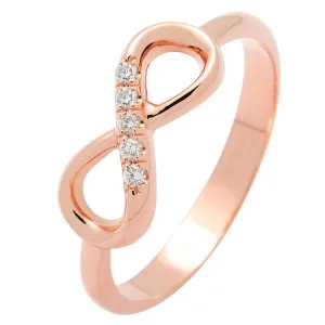 Bague infinity en or rose sertie de diamants.