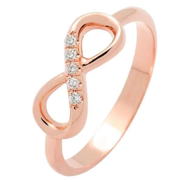 Bague infinity en or rose sertie de diamants.