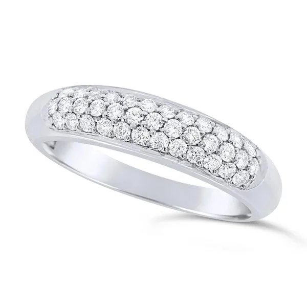 Bague jonc en or blanc sertie de diamants.