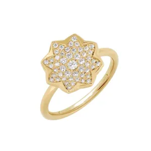 Bague mandala en or jaune sertie de diamants.