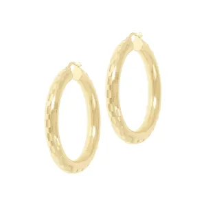 Bellissimo Bronzo Italian 1-1/2" Diamond-Cut Hoop Earrings