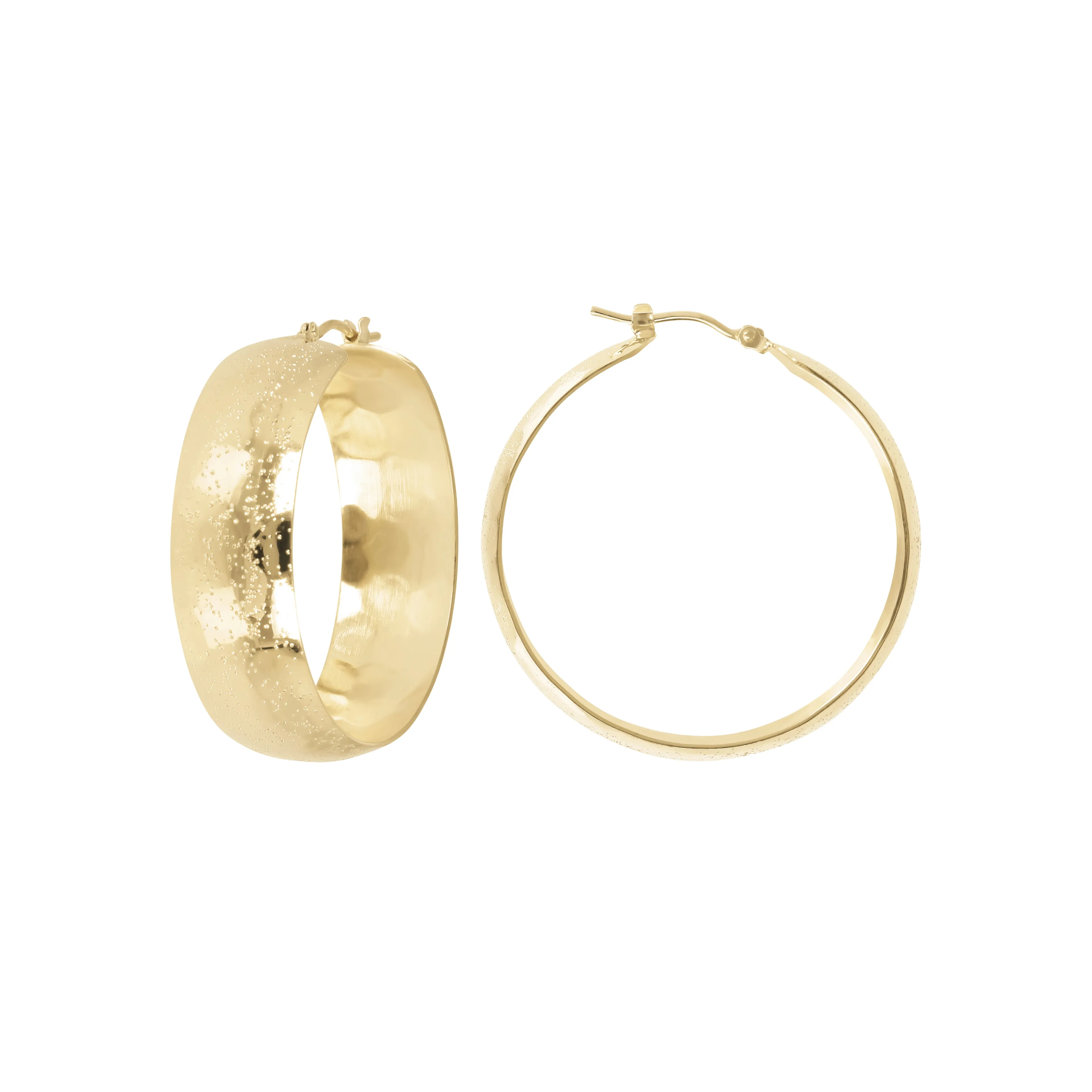 Bellissimo Bronzo Italian 1-1/2" Pave Round Hoop Earrings