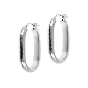 Bellissimo Bronzo Italian Hammered Elongated Hoop Earrings