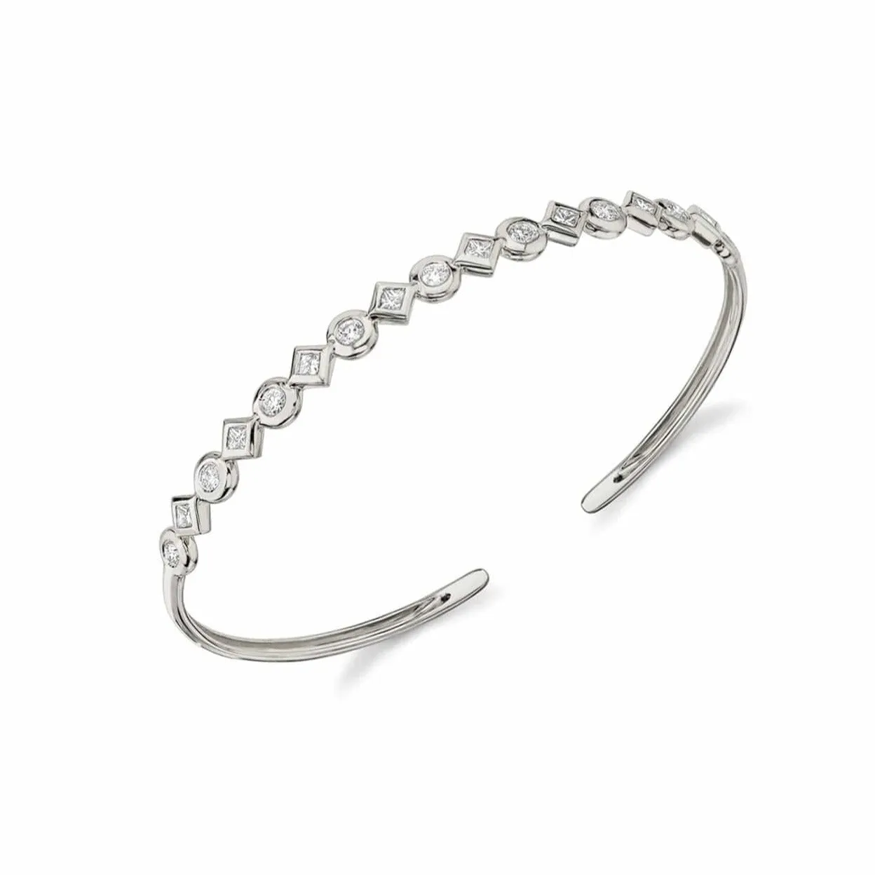 Bezel Mixed Shape Cuff Bracelet BR419