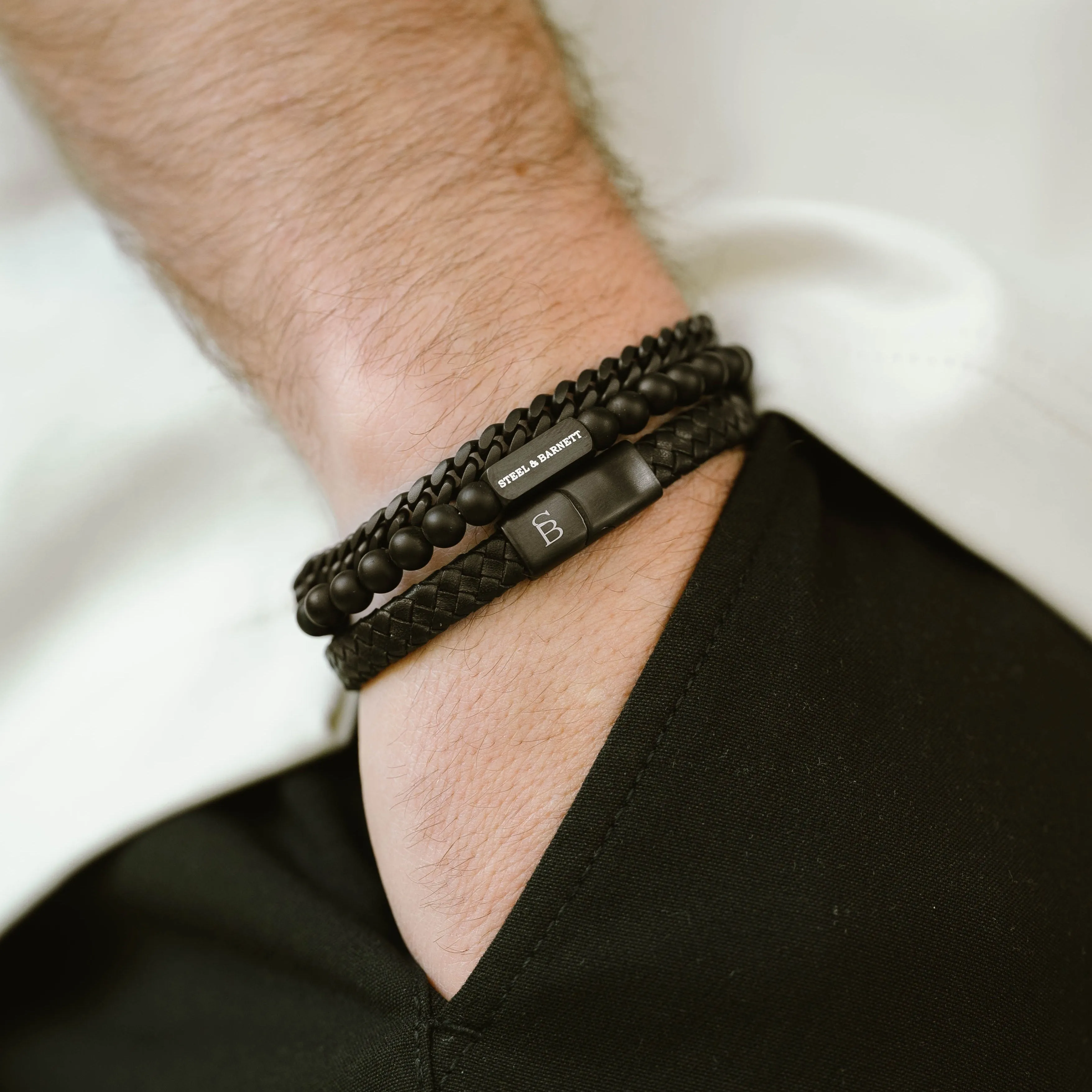 Black Edition 6mm Round Gemstone Bracelet Natural Ned BEB/002S