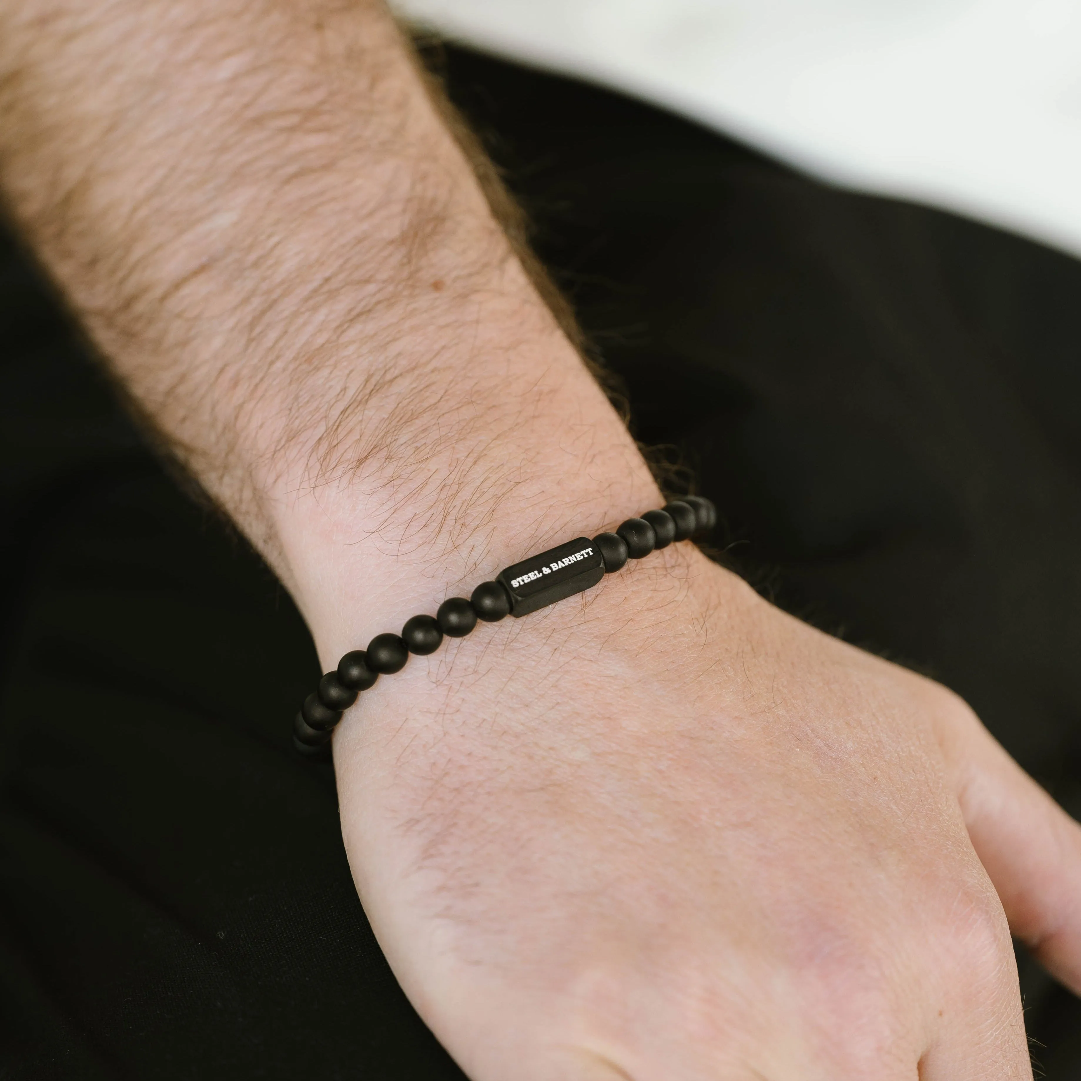 Black Edition 6mm Round Gemstone Bracelet Natural Ned BEB/002S