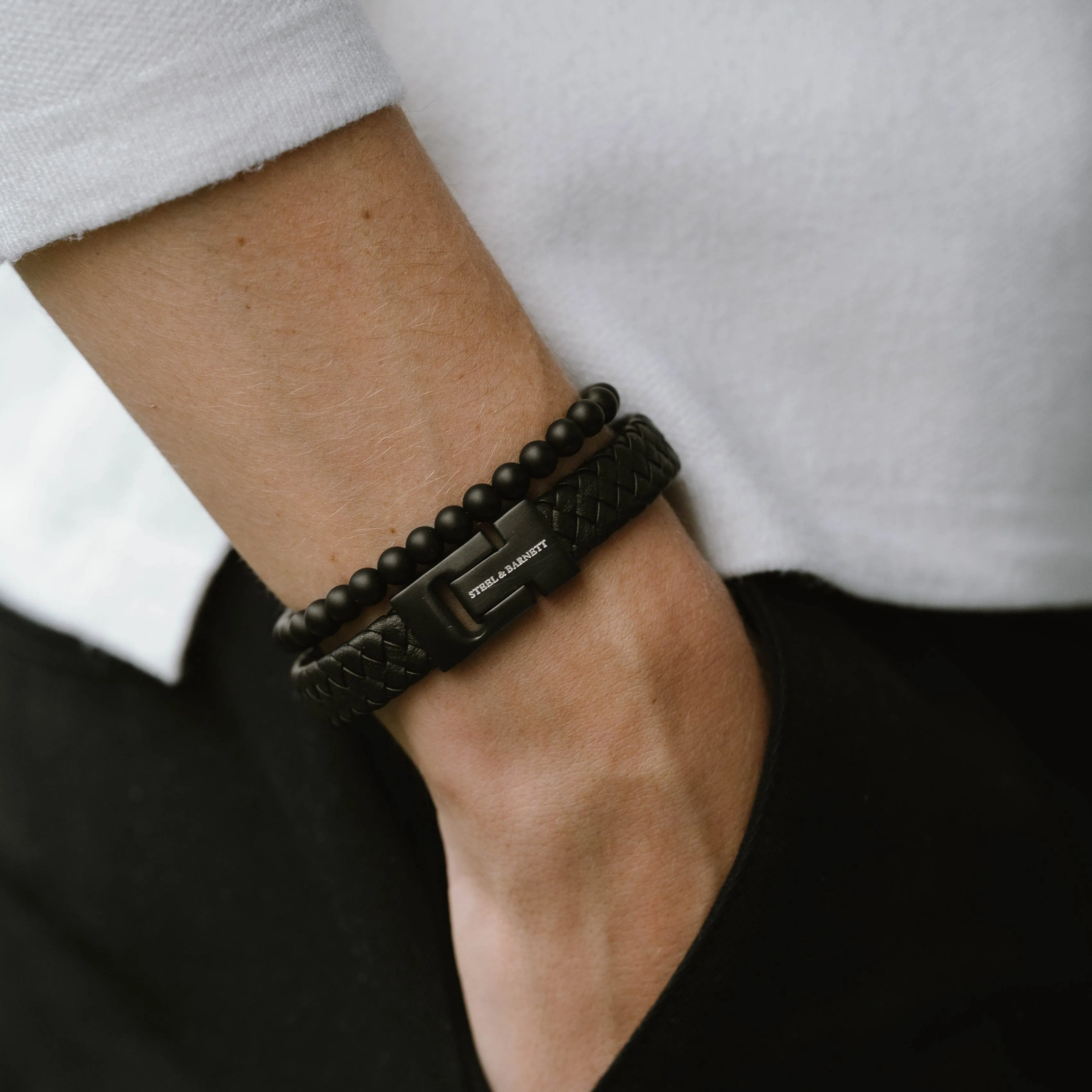Black Edition Leather Bracelet Harrison LBH007-55E-70U-S