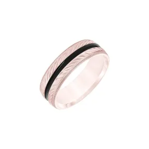 Black Stripe and Wheat Motif 7mm Band
