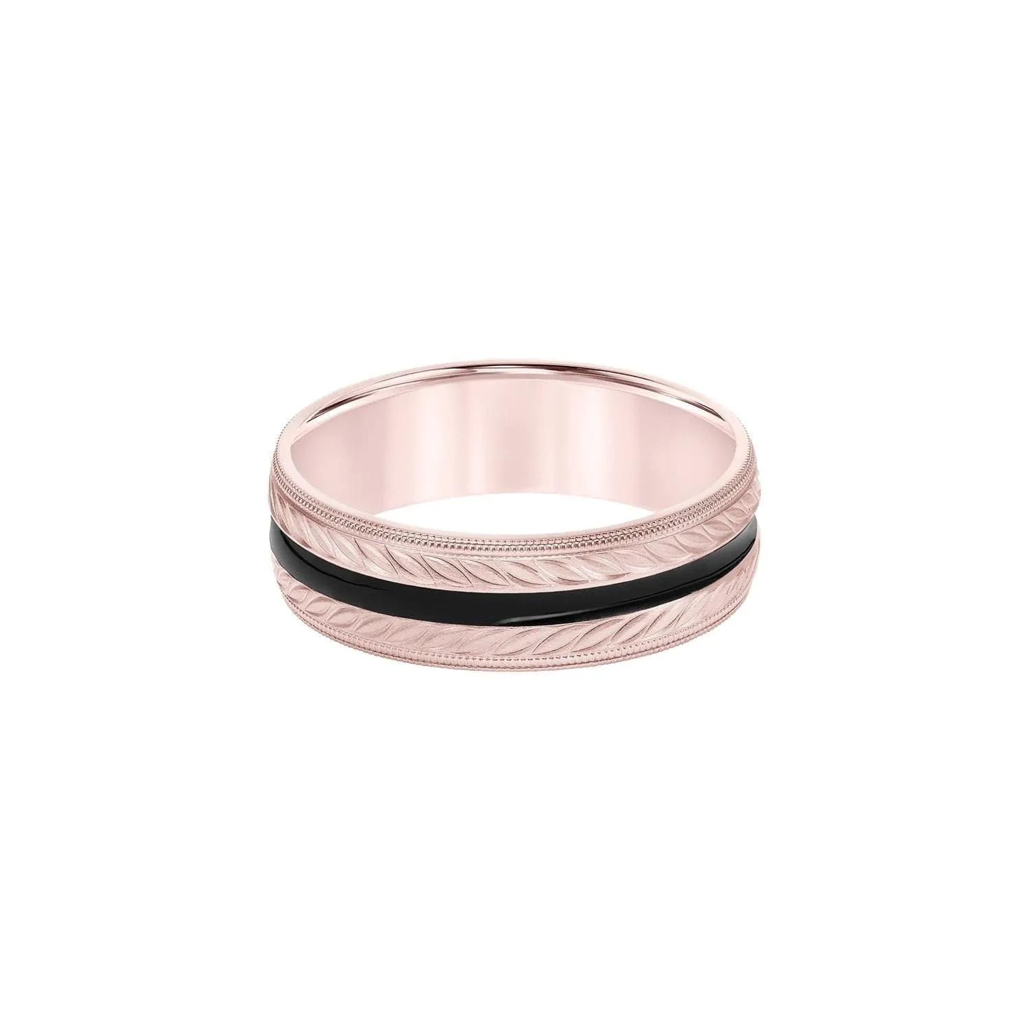 Black Stripe and Wheat Motif 7mm Band