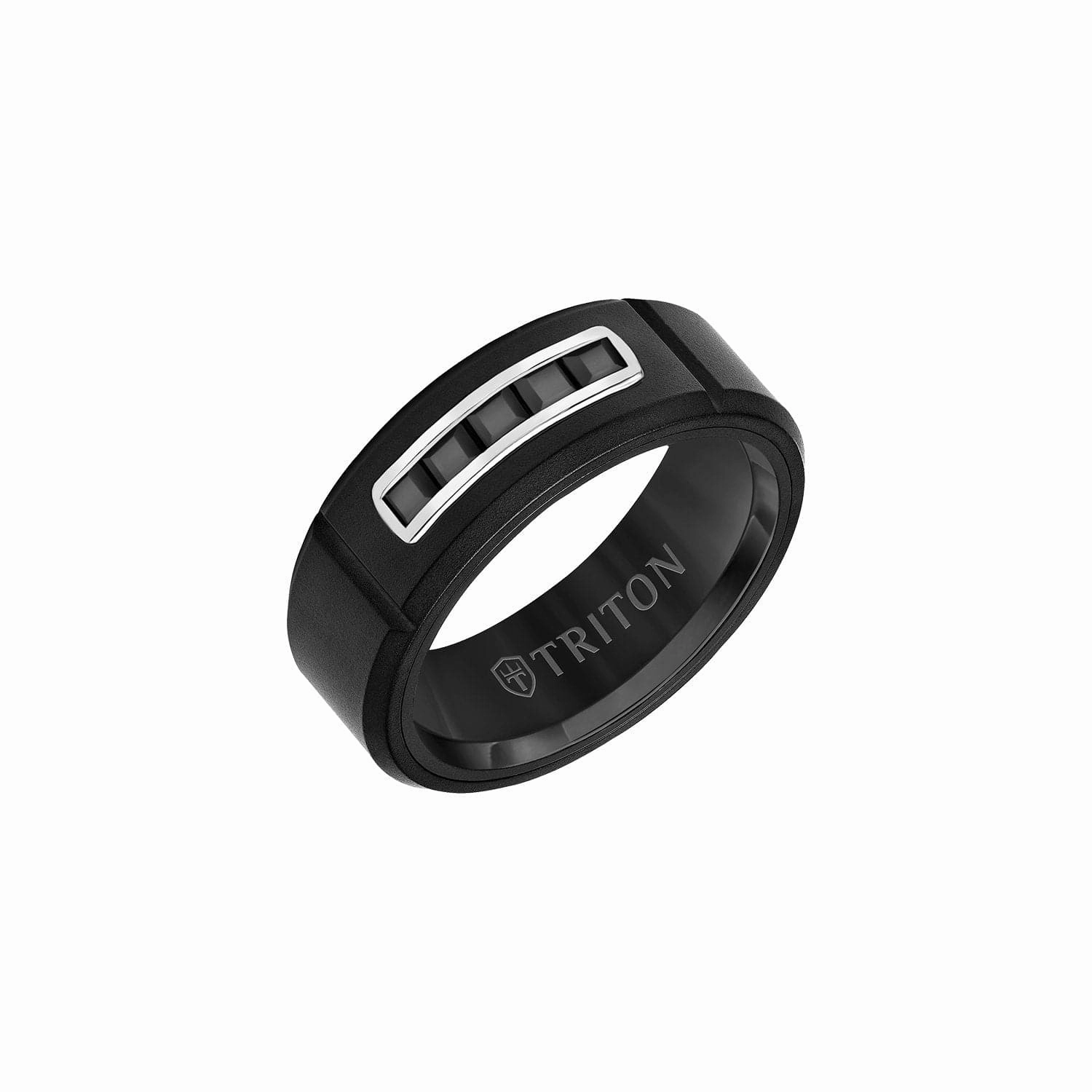 Black Tungsten and Ceramic Sapphire Band