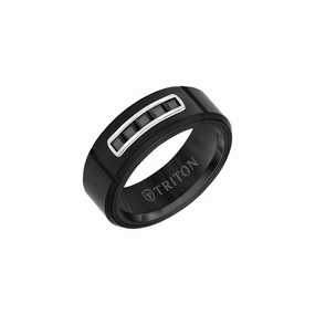 Black Tungsten and Ceramic Sapphire Band