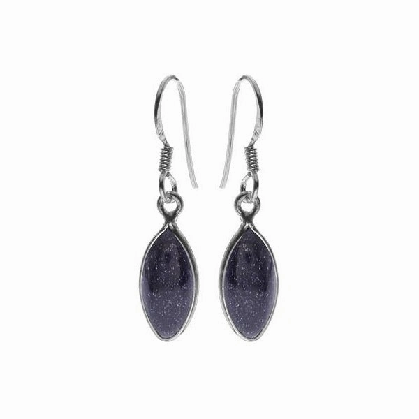 Blue Goldstone Sterling Silver Marquise Drop Earrings