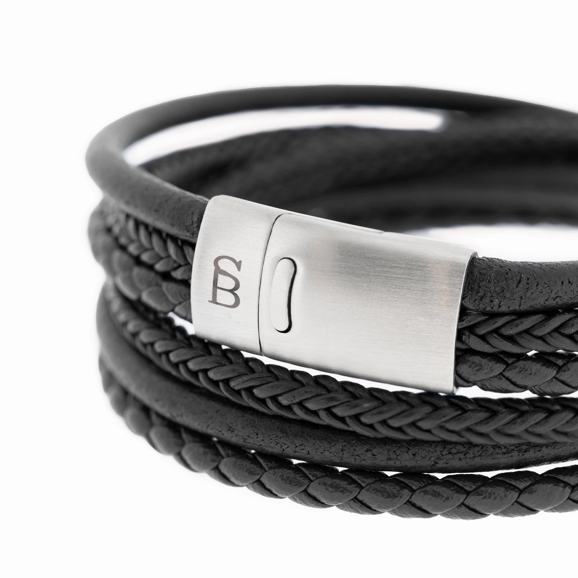 Bonacci Leather Bracelet Black LBB/001S