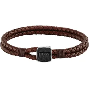 Boss Jewellery Braided Mens Leather Bracelet 1580048M