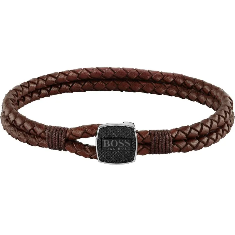 Boss Jewellery Braided Mens Leather Bracelet 1580048M