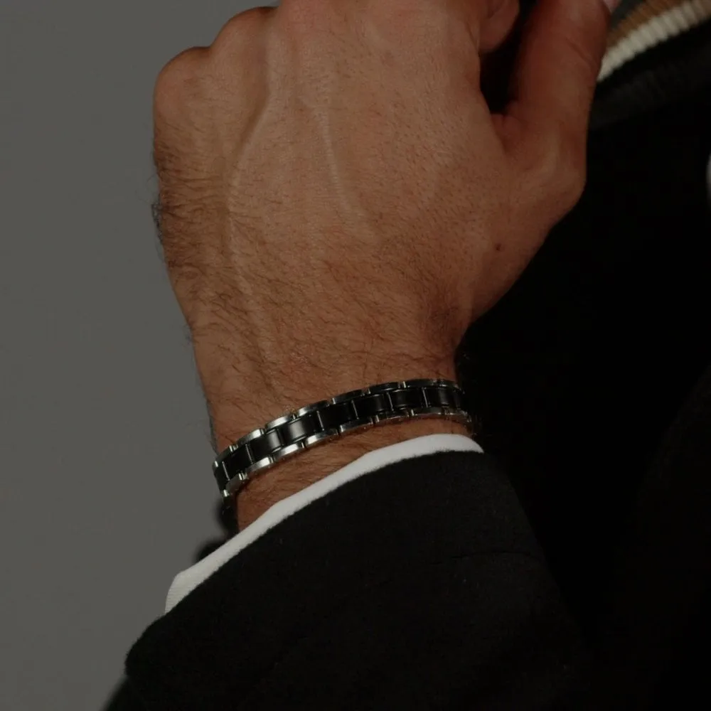 Boss Jewellery Mens Stainless Steel Metal Links Black IP Bracelet 1580665