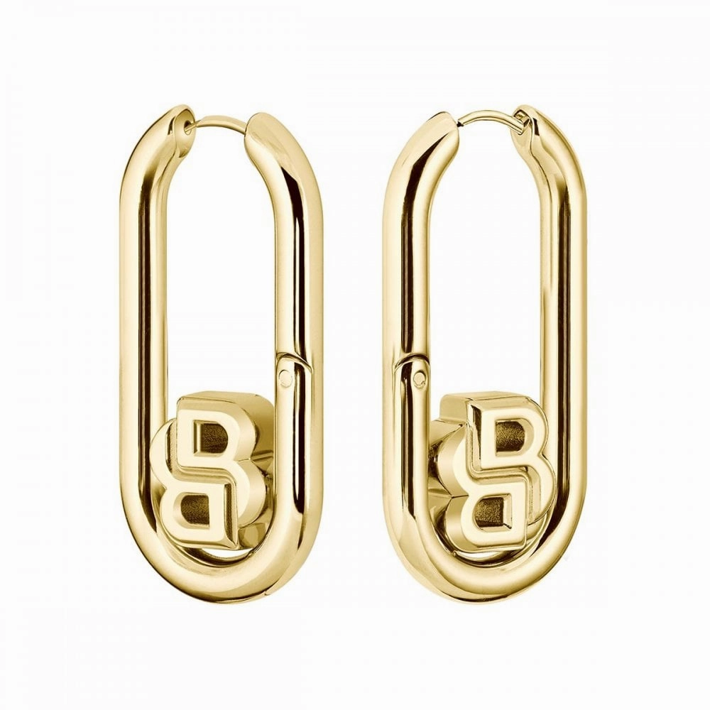 BOSS Jewellery Ladies Double B Gold Plated Earrings 1580629