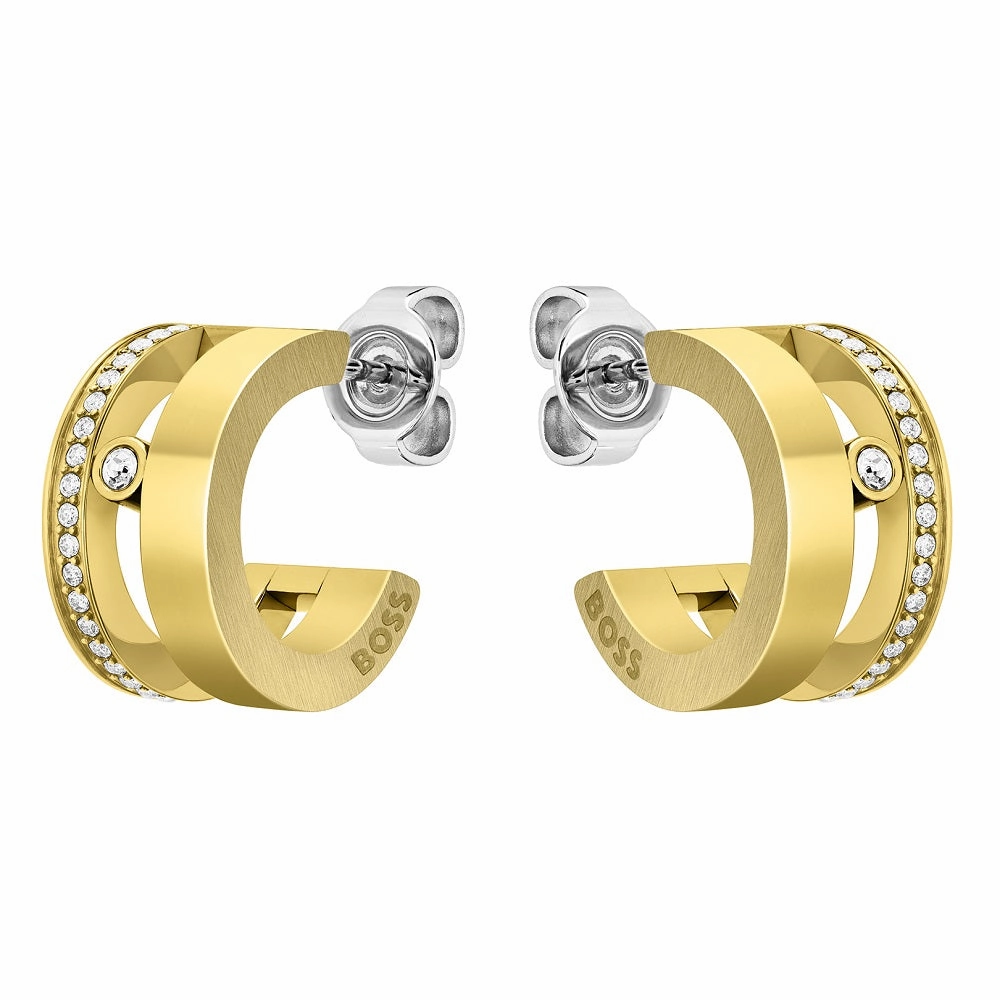 Boss Jewellery Ladies Gold Plated Hoop Earrings 1580346