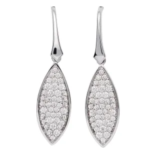 Boucle d'oreille en or blanc serties de diamants.