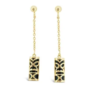 Boucle d'oreille pendantes tiki corail noir