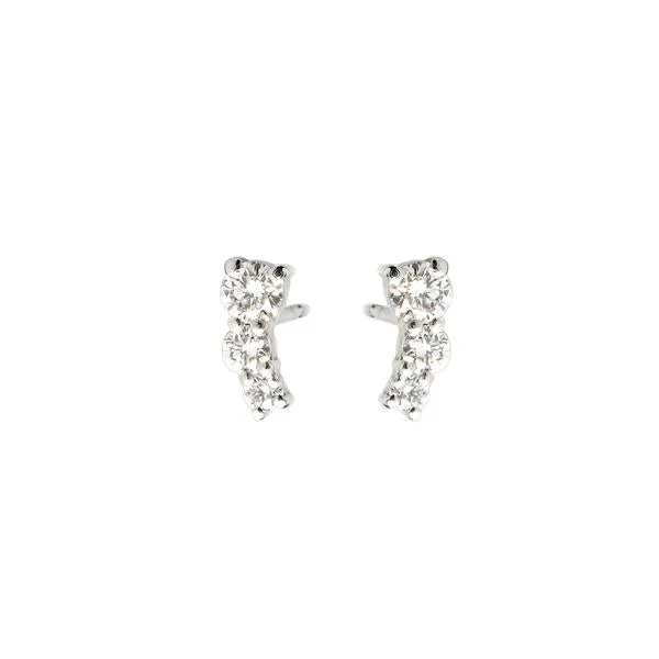 Boucle d'oreilles en or blanc sertie de diamants.