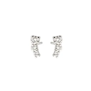 Boucle d'oreilles en or blanc sertie de diamants.