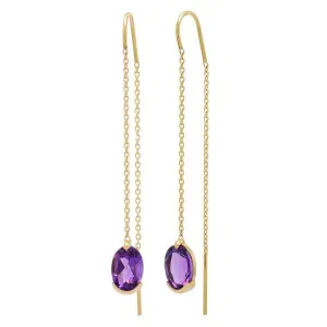 Boucle d'oreilles en or jaune et amthyste.