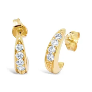 Boucle d'oreilles en or jaune serti de diamants.